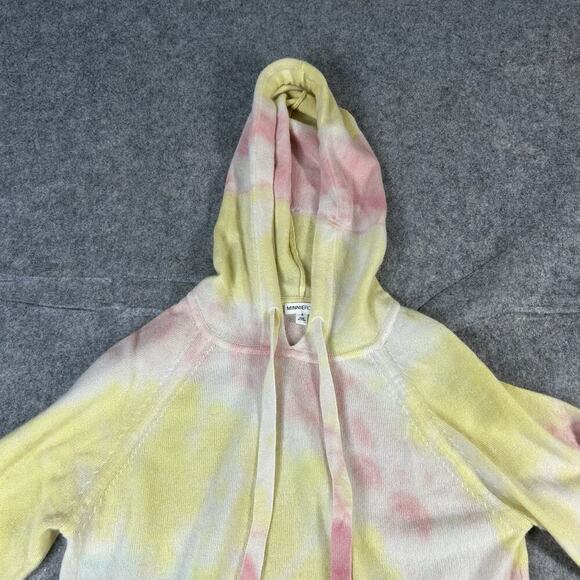 Minnie Rose Cashmere Tie Dye Hooded Sweater Womens Small Pink Yellow - Picture 3 of 9
